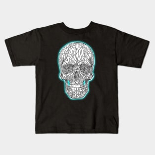 Skull drawing with light blue glow Kids T-Shirt